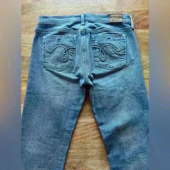 Hint Kick & Flare Jeans with Crystals & Paint Splatter | Size 7 - Picture 3 of 13